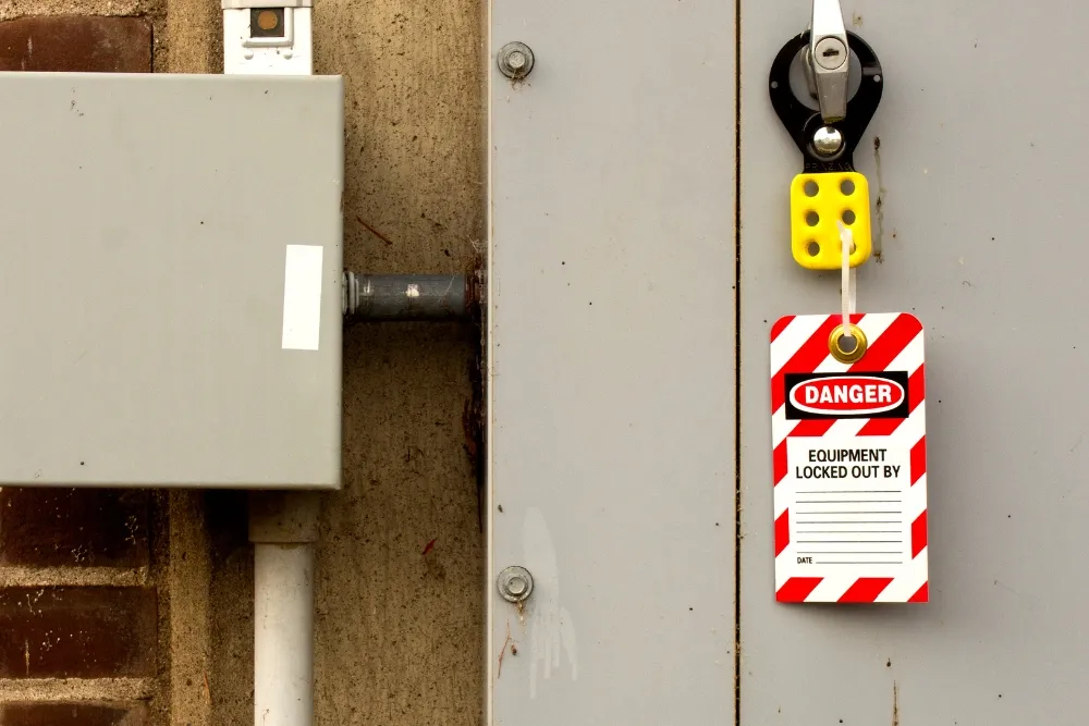 Yellow and red lockout tagout